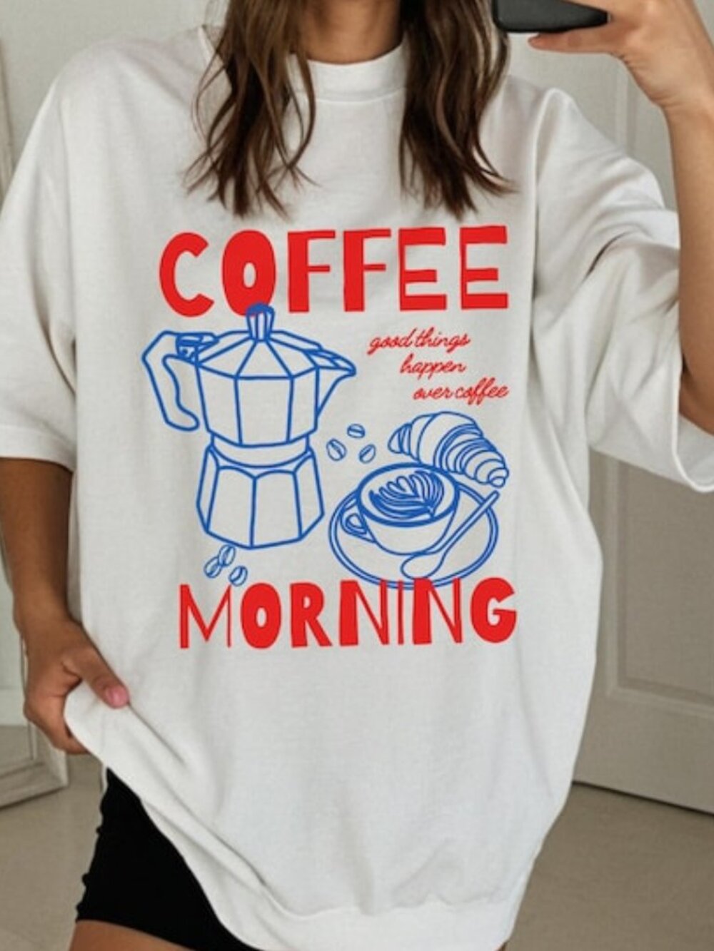 Coffee Morning Shirt, Retro Coffee Shirt, Coffee Club Croissant Tshirt